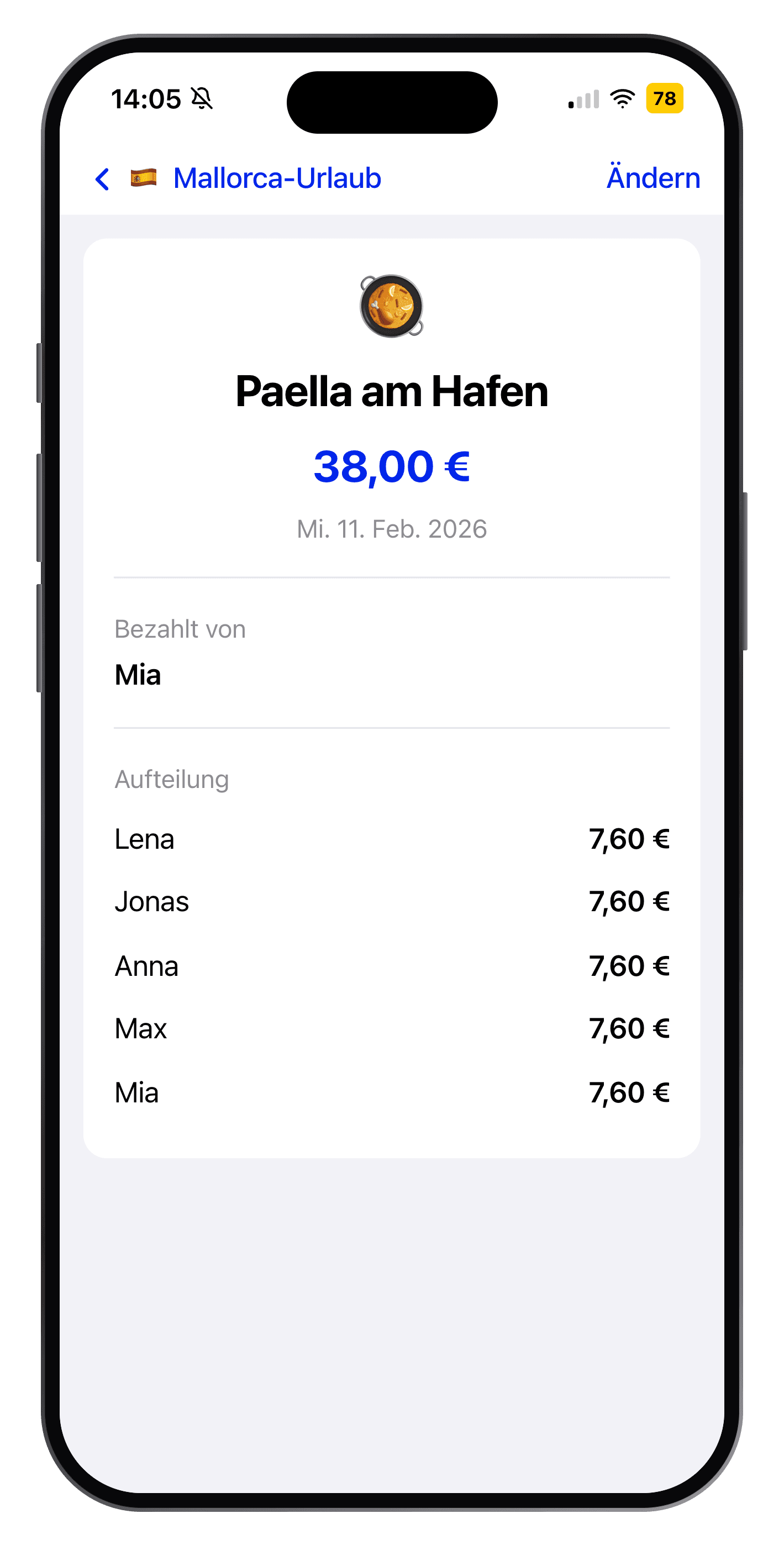 Detail einer Ausgabe mit ihrer Aufteilung